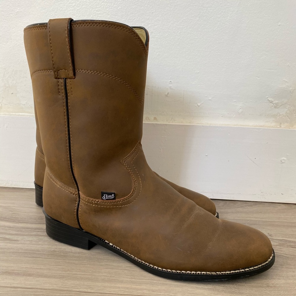 Justin Brown Leather Basics Roper Casual Cowboy Boots Men’s Size 14
